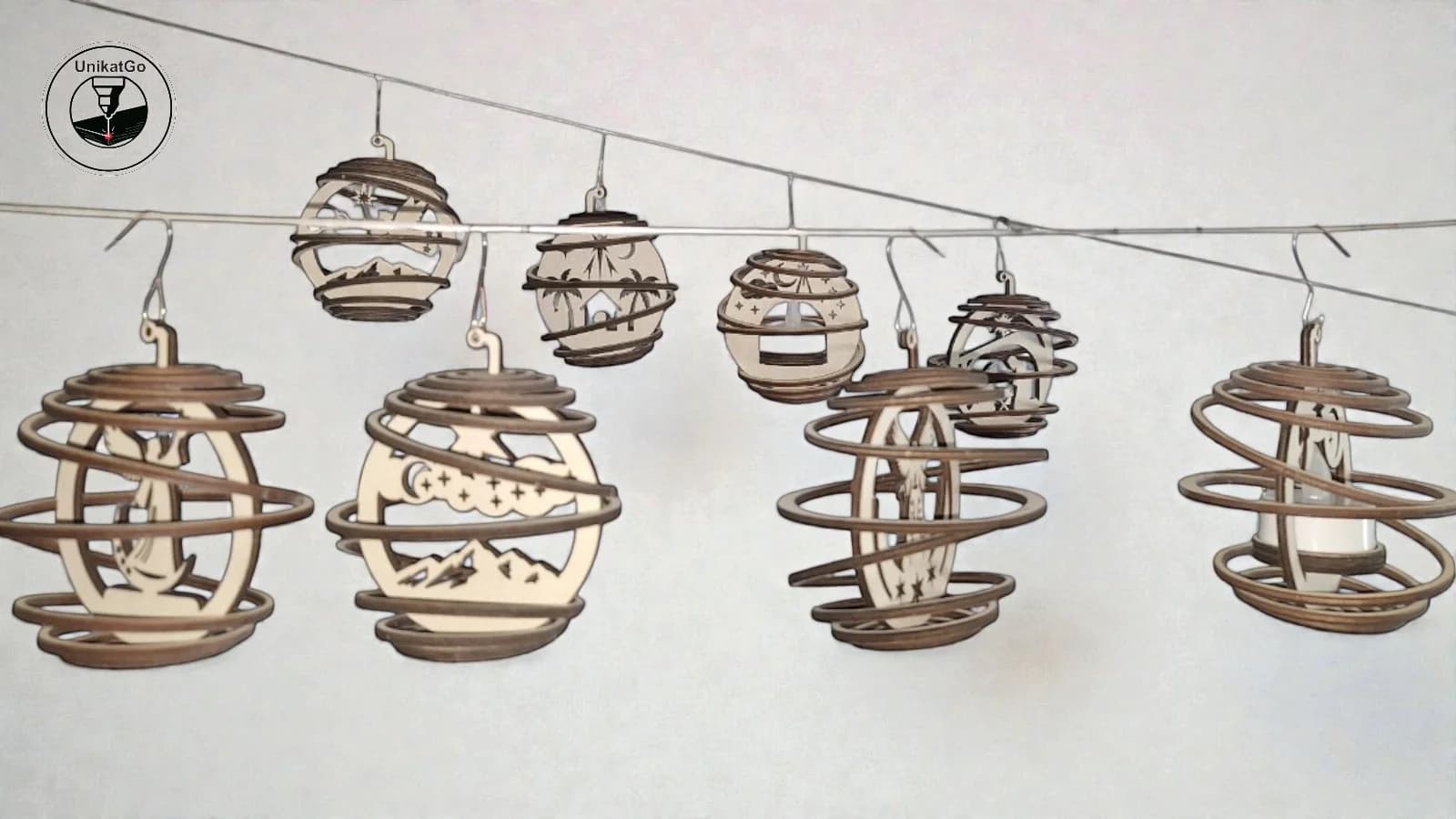 Komplet 8 Spiralnih 3D Božičnih Okraskov - UnikatGo - unikatna darila - unikatna darila, graviranje po meri, lasersko graviranje