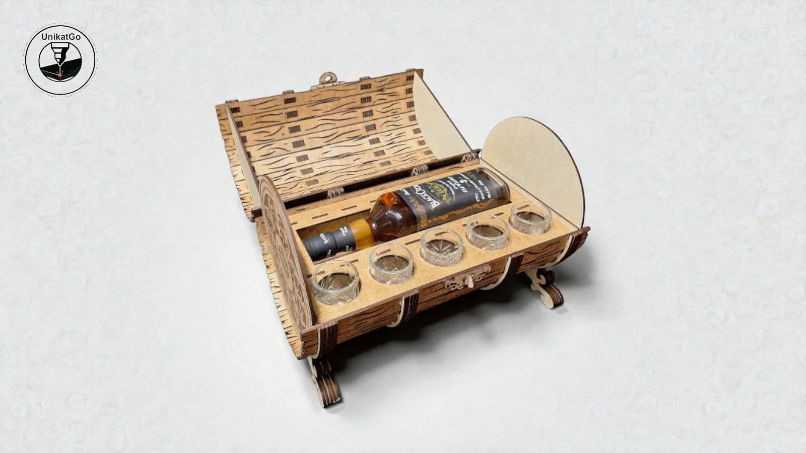 Leseni Sodček – Darilna Škatla za Steklenico & Kozarčke - UnikatGo - unikatna darila - unikatna darila, graviranje po meri, lasersko graviranje